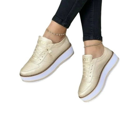Oucaili Women Flats Lace Up Casual Shoe Platform Sneakers Fashion Comfort Walking Shoes Work Gold 6.5
Oucaili Women Flats Lace Up Casual Shoe Platform Sneakers Fashion Comfort Walking Shoes Work Gold 6.5