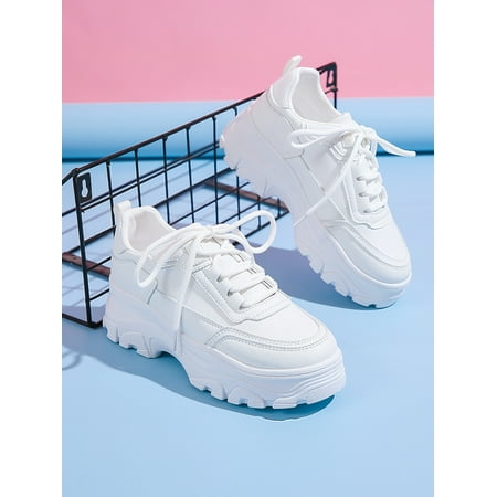Minimalist Lace Up Front Chunky Sneakers Women‘s Footwear