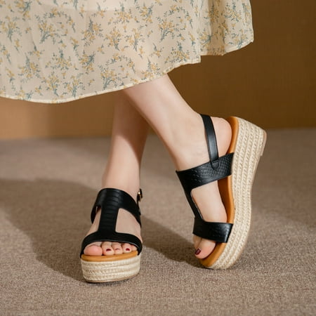 XIAQUJ Fashion Women Summer Weave Comfortable Wedges Shoes Beach Buckle Strap Open Toe Breathable Sandals Sandals for Women Black 6.5-7(37)
XIAQUJ Fashion Women Summer Weave Comfortable Wedges Shoes Beach Buckle Strap Open Toe Breathable Sandals Sandals for Women Black 6.5-7(37)