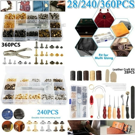 ODOMY 28/240/360 Pcs/set Leather Rivets Double Cap Rivet Tubular Metal Studs Simple Cap Metal Tubular Rivets with Fixing Tool Kit
ODOMY 28/240/360 Pcs/set Leather Rivets Double Cap Rivet Tubular Metal Studs Simple Cap Metal Tubular Rivets with Fixing Tool Kit