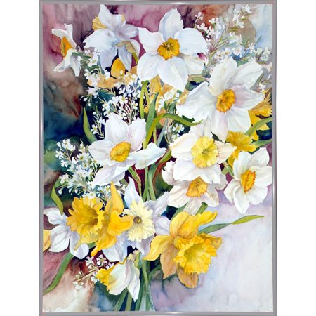 Spring Daffodils-JOAPOR3039 Print 10.75"x8" by Joanne Porter in a White Metal Frame