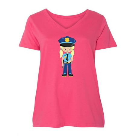 Inktastic Cute Girl Police Girl Blonde Hair Police Uniform Women s Plus Size V-Neck
Inktastic Cute Girl Police Girl Blonde Hair Police Uniform Women s Plus Size V-Neck