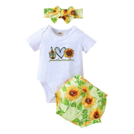 Canrulo Newborn Baby Girl Clothes Short Sleeve Romper+Sunflower Shorts+Headband 3Pcs Summer Outfits White Heart 18-24 Months
Canrulo Newborn Baby Girl Clothes Short Sleeve Romper+Sunflower Shorts+Headband 3Pcs Summer Outfits White Heart 18-24 Months