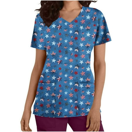 Yeahitch Scrubs for Women Nurse Working Uniform Cute Print V Neck Independence Day Pocket Short Sleeve Tops Navy M
Yeahitch Scrubs for Women Nurse Working Uniform Cute Print V Neck Independence Day Pocket Short Sleeve Tops Navy M