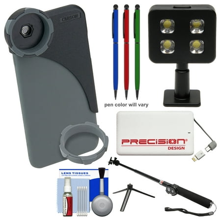 Carson HookUpz IB-642P Binocular Adapter for Apple iPhone 6 Plus \/ 6S Plus with Power Pack + Selfie Stick + LED Light + (3) Stylus Pens + Kit