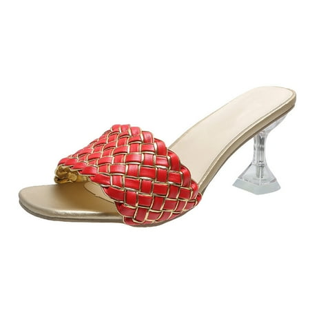 VKEKIEO Women s Casual Fish Mouth Transparent High Heeled Fake Woven Sandals And Slippers
VKEKIEO Women s Casual Fish Mouth Transparent High Heeled Fake Woven Sandals And Slippers