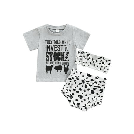 Ma&Baby 0m-24m Girls Baby Short Sleeve T-shirt Shorts Outfit Set Three-Piece