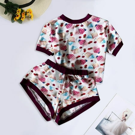 QWANG Women Desserts Print Casual Sleepwear Crew-Neck Cotton Nightwear Pajamas Set
QWANG Women Desserts Print Casual Sleepwear Crew-Neck Cotton Nightwear Pajamas Set