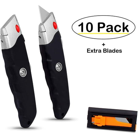 Internet s Best 10-Pack Premium Utility Knife - Black