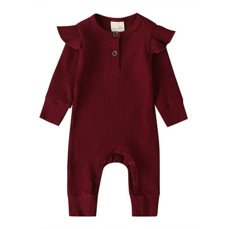 Calsunbaby Newborn Baby Girls Spring Romper Solid Color Long Ruffle Sleeve Outfits Ribbed One-piece Jumpsuit Red 12-18 Months
Calsunbaby Newborn Baby Girls Spring Romper Solid Color Long Ruffle Sleeve Outfits Ribbed One-piece Jumpsuit Red 12-18 Months