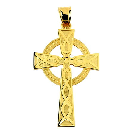 10k Yellow Gold Celtic Cross Charm Pendant