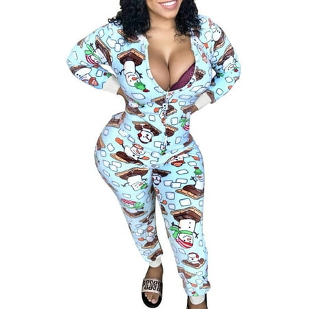 Women Christmas Jumpsuit Romper Bodycon Bodysuit Clubwear Party Pajamas