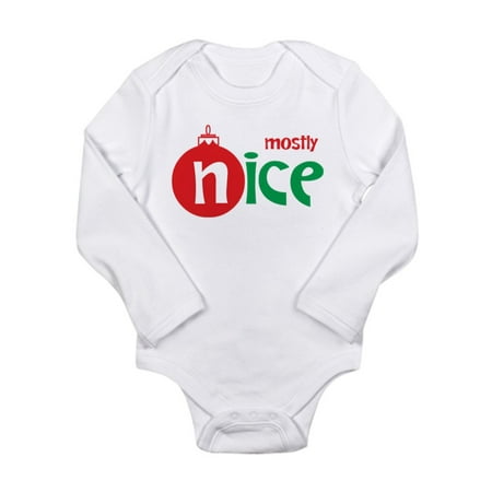 CafePress - Christmas Mostly Nice - Long Sleeve Infant Bodysuit