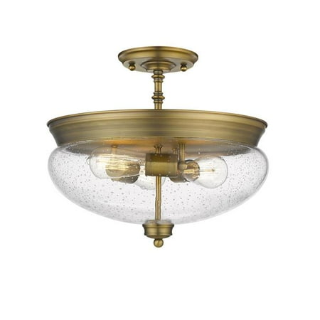 Z Lite 722SF-HBR Amon 3 Light Semi Flush Mount with Clear Seedy Glass Heritage Brass - 13.5 x 15 x 15 in.
Z Lite 722SF-HBR Amon 3 Light Semi Flush Mount with Clear Seedy Glass Heritage Brass - 13.5 x 15 x 15 in.