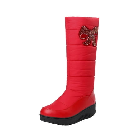 Yoslce Winter Boots for Women Warm Thick Down Boots Women s Boots High Boots Snow Boots Red 38