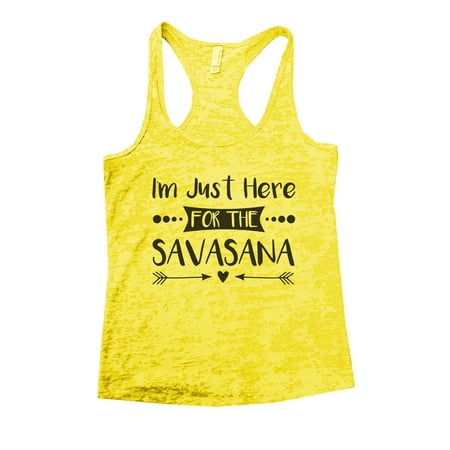 Womans Burnout Workout Tank Top - Im Here For The Savasana Yoga Shirt Funny Threadz Large, Yellow