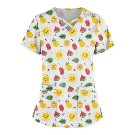 Apepal Plus Size Cute Printed Scrub Working Uniform Scrub Tops for Women Cross V-Neck Short Sleeve Fun T-shirt Tee with Double Pockets
Apepal Plus Size Cute Printed Scrub Working Uniform Scrub Tops for Women Cross V-Neck Short Sleeve Fun T-shirt Tee with Double Pockets