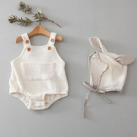 DanceeMangoo New Cute Baby Girl Sleeveless Bodysuit + Bunny Ear Hat Cotton Infant Strap Jumpsuit Autumn Fashion Toddler Overalls 0-24M
DanceeMangoo New Cute Baby Girl Sleeveless Bodysuit + Bunny Ear Hat Cotton Infant Strap Jumpsuit Autumn Fashion Toddler Overalls 0-24M