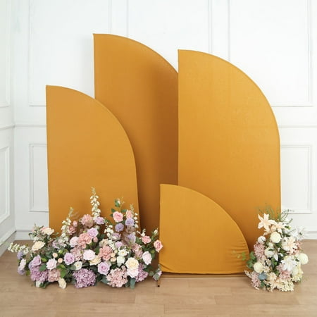 Efavormart Set of 4 | Matte Gold Fitted Spandex Half Moon Wedding Arch Covers Custom Fit Chiara Backdrop Stand Covers - 2.5ft 5ft 6ft 7ft
Efavormart Set of 4 | Matte Gold Fitted Spandex Half Moon Wedding Arch Covers Custom Fit Chiara Backdrop Stand Covers - 2.5ft 5ft 6ft 7ft