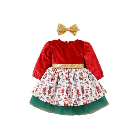 AMILIEe Toddler Girls Christmas Casual Dress Long Sleeve Print A-line Dress with Headband
AMILIEe Toddler Girls Christmas Casual Dress Long Sleeve Print A-line Dress with Headband