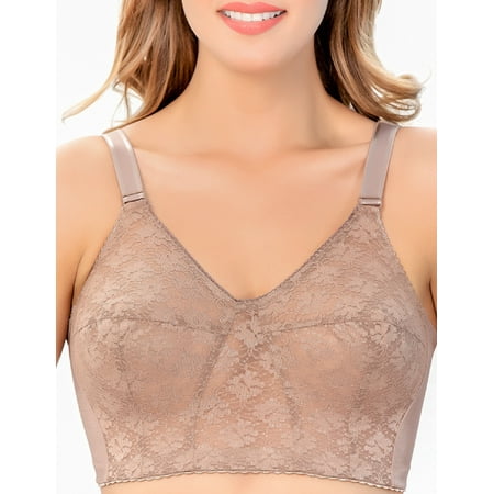 Siluet Extra Coverage Support Wireless Bra with Lace Cups Dark Nude