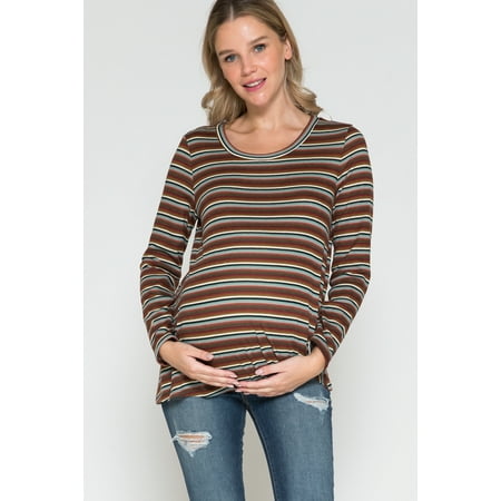 Women s Maternity Striped Top with a Side Knott