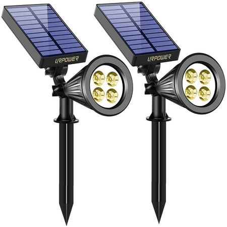 Solar Lights 2-in-1 Solar Powered 4 LED Adjustable Spotlight Wall Light Landscape Light Bright and Dark Sensing Auto On/