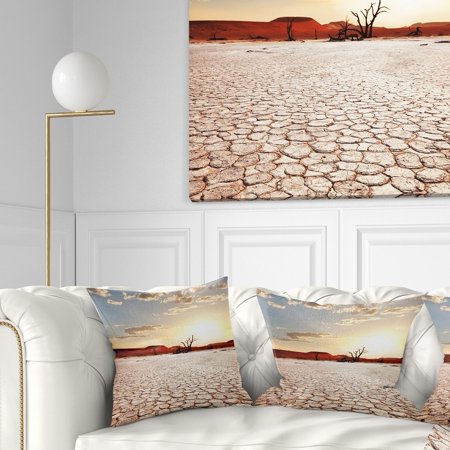 DESIGN ART Designart 'Namib Desert with Cracked Land' Landscape Printed Throw Pillow