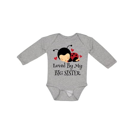 Inktastic Little Sister Ladybug Gift Baby Girl Long Sleeve Bodysuit
