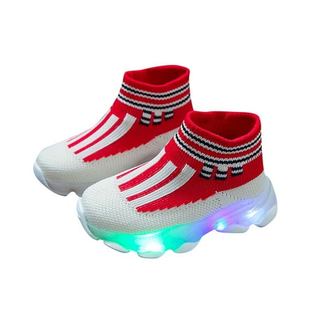 

Toddler Kids Boys and Girls Spring and Autumn Luminous Sneakers Fashion Versatile Stretch Casual Shoes Children s Mesh Breathable Soft Soled Running Shoes Boots