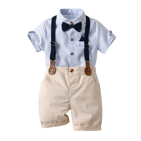 LAPAKIDS Toddler Boy Formal Clothes Striped Short Sleeve Shirt + Suspender Short Pants Gentleman Outfits Set 4-5T
LAPAKIDS Toddler Boy Formal Clothes Striped Short Sleeve Shirt + Suspender Short Pants Gentleman Outfits Set 4-5T