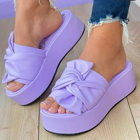 Summer Ladies Slippers Thick Soled Sandals Casual Women Bow Shoes Slippers