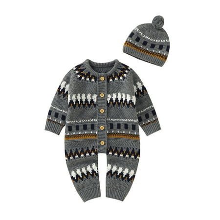 Fanvereka Baby Newborn Cotton Knitted Sweater Jumpsuit Long Sleeve Outfit with Warm Hat
Fanvereka Baby Newborn Cotton Knitted Sweater Jumpsuit Long Sleeve Outfit with Warm Hat