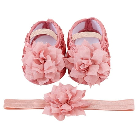 

NIUREDLTD Baby Shoes Hairband Set 01 Year Old Baby Shoes 246 August Soft Sole Walking Shoes Trend Size 13