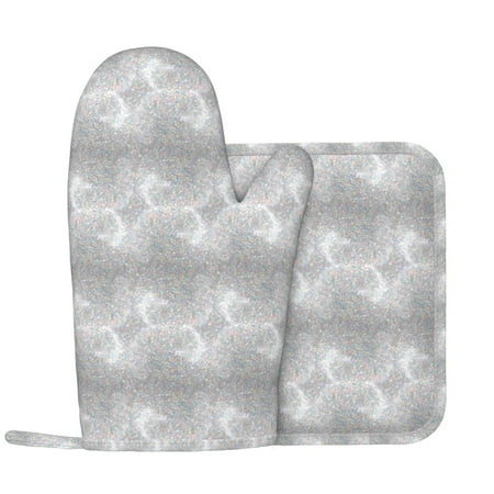 Oven Mitts and Pot Holders Sets - silver sparkle glitter Heat Resistant Silicone Oven Gloves (Left Glove) with Non-Slip Silicone Surface and hot pads for kitchen Baking Cooking
Oven Mitts and Pot Holders Sets - silver sparkle glitter Heat Resistant Silicone Oven Gloves (Left Glove) with Non-Slip Silicone Surface and hot pads for kitchen Baking Cooking