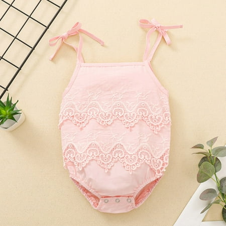 THE WILD Toddler Girls Lace Solid Print Suspenders Romper Summer Outfits