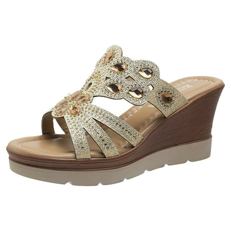Ceangrtro Women s Slope High Heel S Sandals for Women Casual Sandals Diamond Two Strap Sandals Women Slope Heel Sandals Gold 42
Ceangrtro Women s Slope High Heel S Sandals for Women Casual Sandals Diamond Two Strap Sandals Women Slope Heel Sandals Gold 42