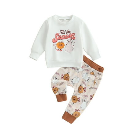 Toddler Baby Girls Boys Fall Outfits Letter Pumpkin Ghost Print Long Sleeve Sweatshirts Pants 2Pcs Halloween Clothes Set
Toddler Baby Girls Boys Fall Outfits Letter Pumpkin Ghost Print Long Sleeve Sweatshirts Pants 2Pcs Halloween Clothes Set