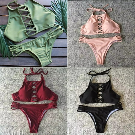 Swimwear Women Lady Bikini Set Bandage Push-Up Padded Swimsuit Bathing Beachwear