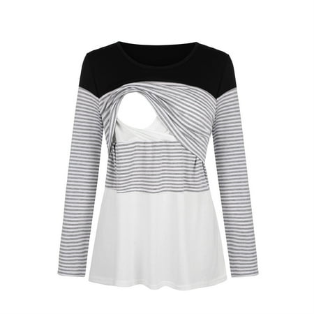 SHENGXINY Autumn Casual Nursing Clothes For Women Breastfeeding Long Sleeve O-neck Stripe Maternity Clothes Double Layer Soft Pregnancy Clearance
SHENGXINY Autumn Casual Nursing Clothes For Women Breastfeeding Long Sleeve O-neck Stripe Maternity Clothes Double Layer Soft Pregnancy Clearance