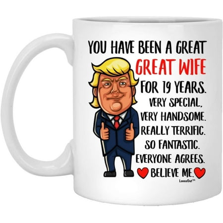 19th Anniversary Mug You ve Been a Great Wife for 19 Years Aniversario De Bodas Gift From Husband Funny Coffee Cup For Women Ceramic White 11oz
19th Anniversary Mug You ve Been a Great Wife for 19 Years Aniversario De Bodas Gift From Husband Funny Coffee Cup For Women Ceramic White 11oz