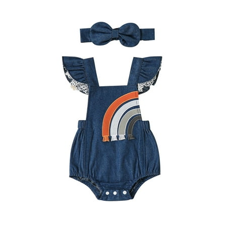 Newborn Baby Girl Bodysuit Outfit Embroidery Rainbow Fly Sleeve Romper with Bowknot Hairband Summer Clothes
Newborn Baby Girl Bodysuit Outfit Embroidery Rainbow Fly Sleeve Romper with Bowknot Hairband Summer Clothes