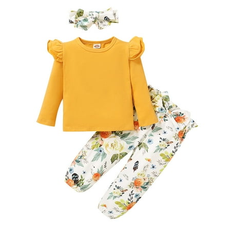 KIMI BEAR Toddler Girls Outfits 2T Toddler Girls Autumn Winter Outfits 3T Toddler Girls Casual Solid Color Long Sleeve T-shirt + Rose Print Pants + Headband 3PCs Set Yellow
KIMI BEAR Toddler Girls Outfits 2T Toddler Girls Autumn Winter Outfits 3T Toddler Girls Casual Solid Color Long Sleeve T-shirt + Rose Print Pants + Headband 3PCs Set Yellow