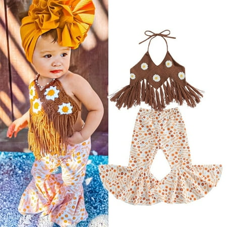 Baby Girls Holiday Clothes Sets Halterneck Tasseled Irregular Hem Knit Vest with Floral Print Flare Pants
Baby Girls Holiday Clothes Sets Halterneck Tasseled Irregular Hem Knit Vest with Floral Print Flare Pants