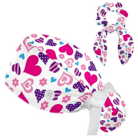 Working Cap with Buttons and Sweatband Scrub Hat Bouffant Caps with Scrunchie Geometric Heart Tie Back Hats
Working Cap with Buttons and Sweatband Scrub Hat Bouffant Caps with Scrunchie Geometric Heart Tie Back Hats