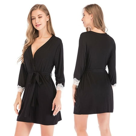 Womens Robe Soft Kimono Bathrobe Sleepwear Light Loungewear Nightwear Sleeping Dress Gown with Long-Sleeve
Womens Robe Soft Kimono Bathrobe Sleepwear Light Loungewear Nightwear Sleeping Dress Gown with Long-Sleeve