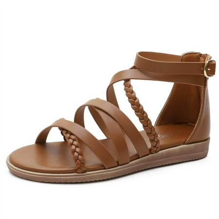 

Women s Braided T-strap Thong Sandals Fashion Flip Flop Shoes Roman Gladiator Slip On Summer Flats