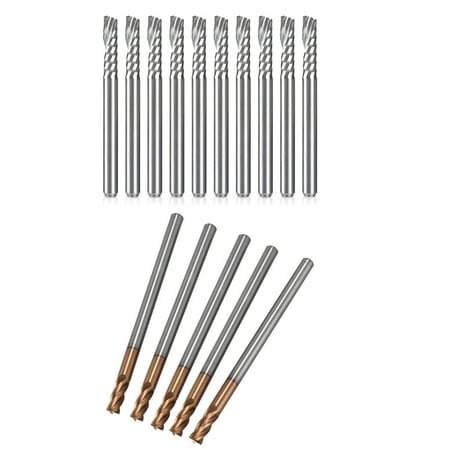 5 Pcs 3mm Solid Carbide Endmills Endmill D3X8XD4X50L & 10 Pcs CNC Router Bits 1/8 Inch Spiral Upcut Router Bit
5 Pcs 3mm Solid Carbide Endmills Endmill D3X8XD4X50L & 10 Pcs CNC Router Bits 1/8 Inch Spiral Upcut Router Bit