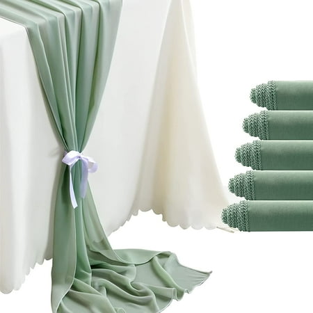 5 Pack Sage Green Chiffon Table Runner 10Ft Wedding Table Runner 29x120 Inches Sheer Romantic Tulle
5 Pack Sage Green Chiffon Table Runner 10Ft Wedding Table Runner 29x120 Inches Sheer Romantic Tulle