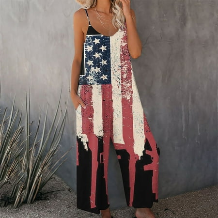 American Flag Wide Leg Jumpsuits for Women Female Comfy Summer Jumpsuit Romper for Women Sexy Solid Color Sleeveless V Neck Wide Leg Pants with Pockets
American Flag Wide Leg Jumpsuits for Women Female Comfy Summer Jumpsuit Romper for Women Sexy Solid Color Sleeveless V Neck Wide Leg Pants with Pockets